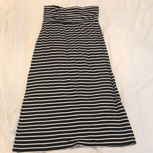 Black and White Striped Maxi Skirt